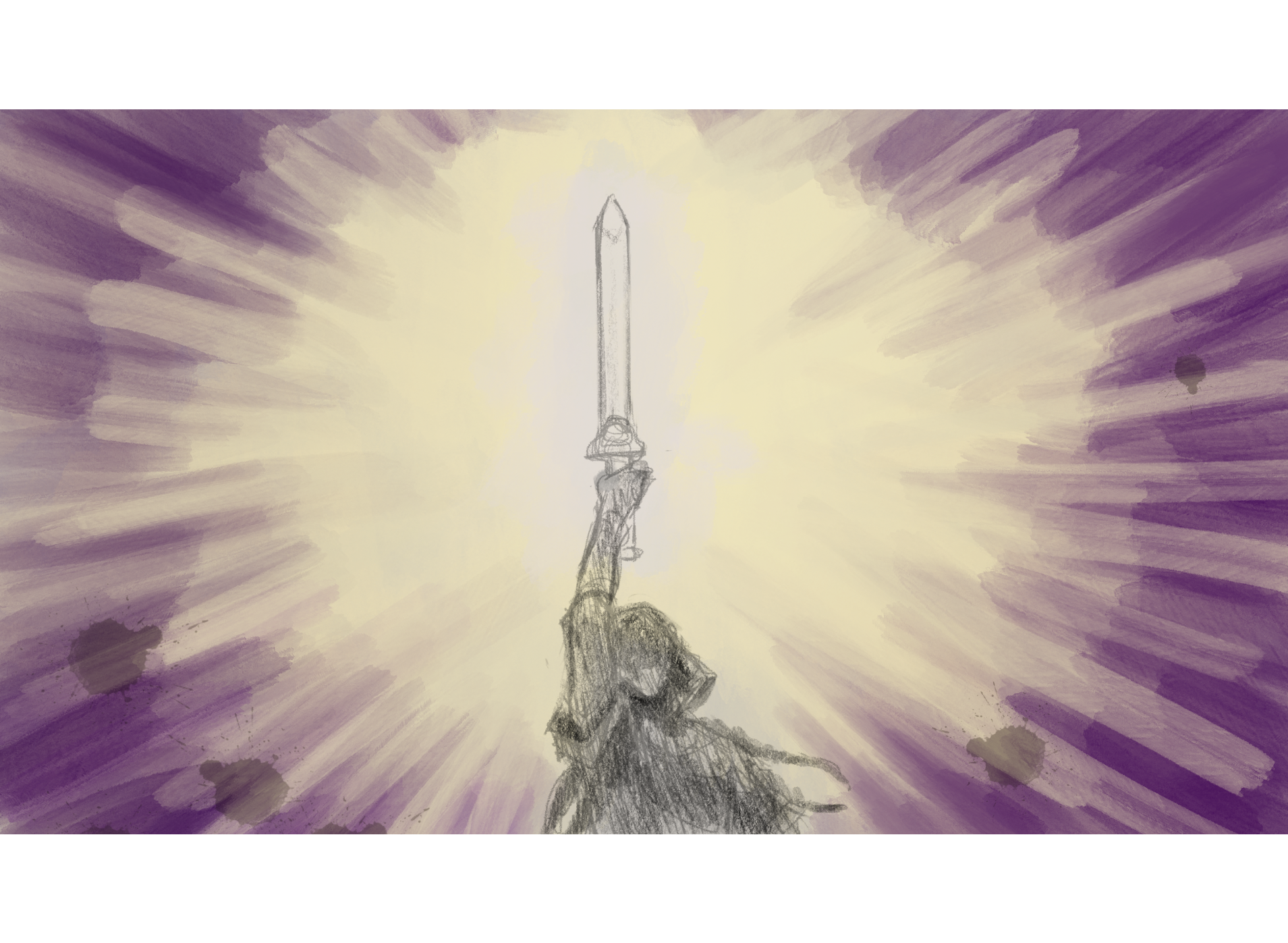 Colored Raise Sword Sketch