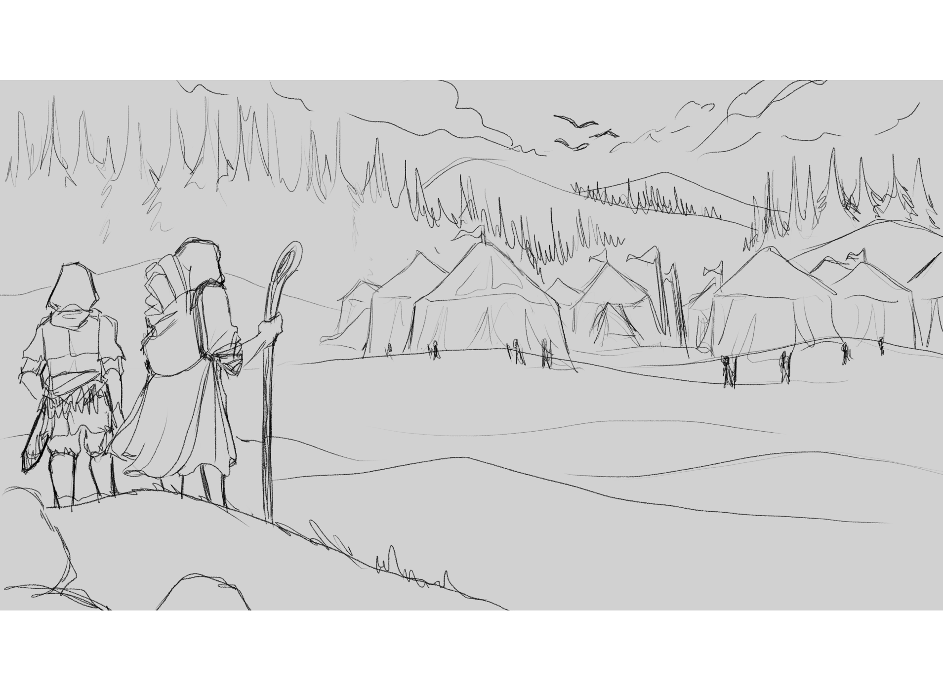 Arriving in Amethyst Village Sketch