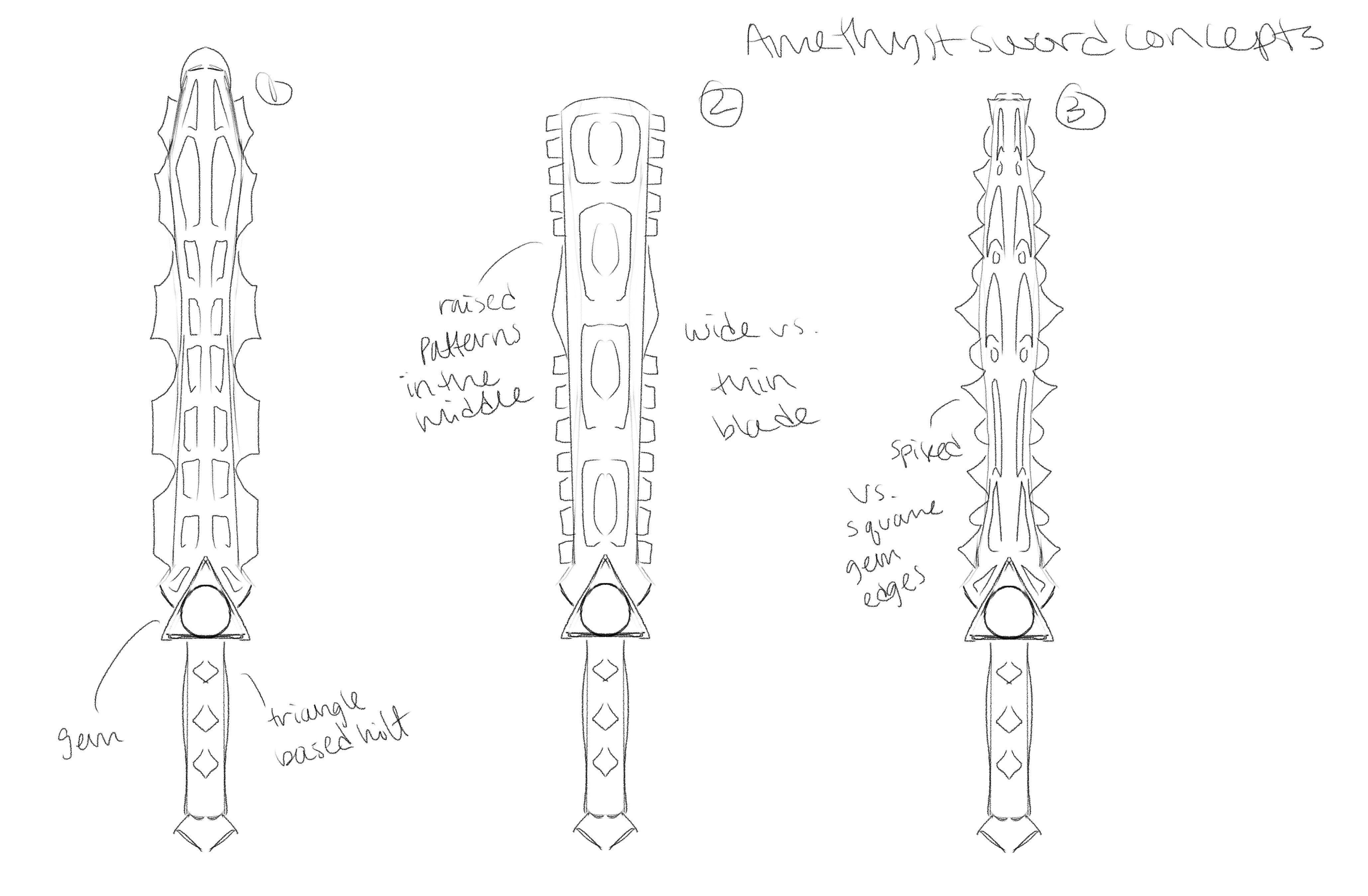 Initial Amethyst Sword Concepts