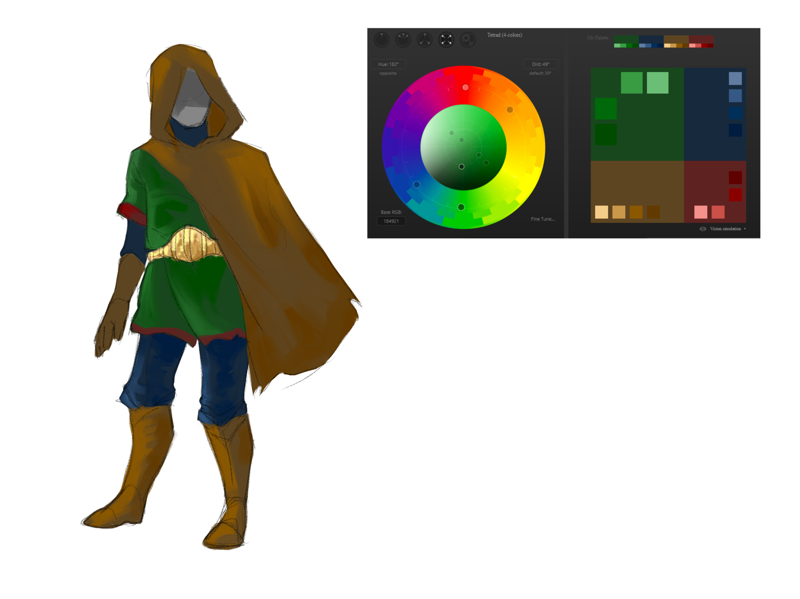 Colored Character Concept with its Color Palette