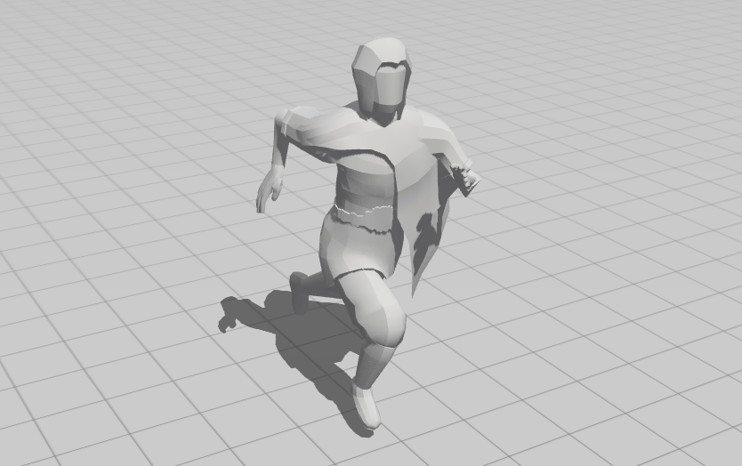 Rigged player model with temporary running animation